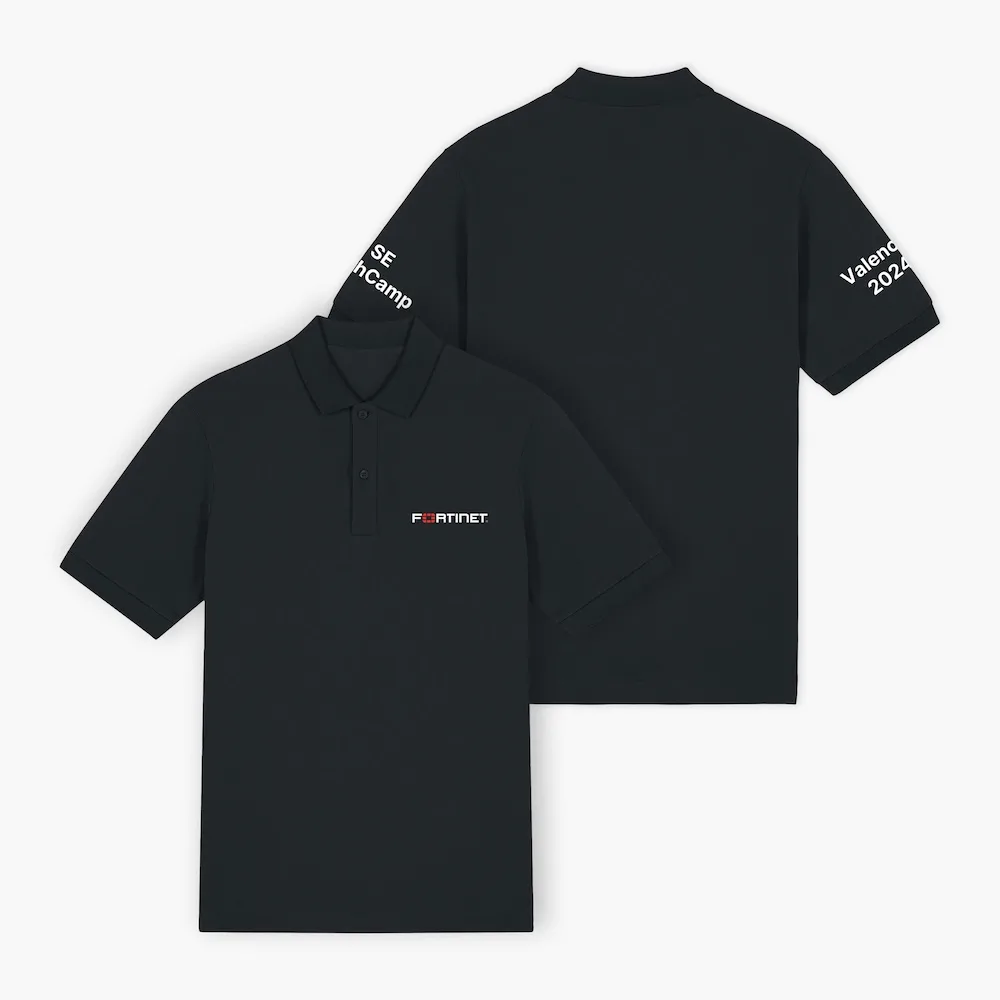 Polo personnalisé en broderie pour Fortinet, 90% coton/ 10% viscose