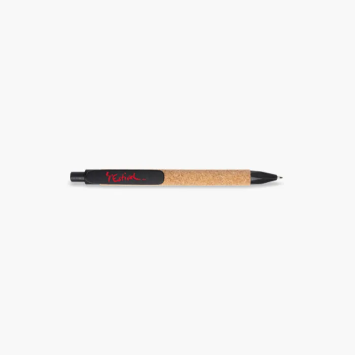 Stylo personnalisé en tampographie pour L'Estival, fibre de paille de blé / liège