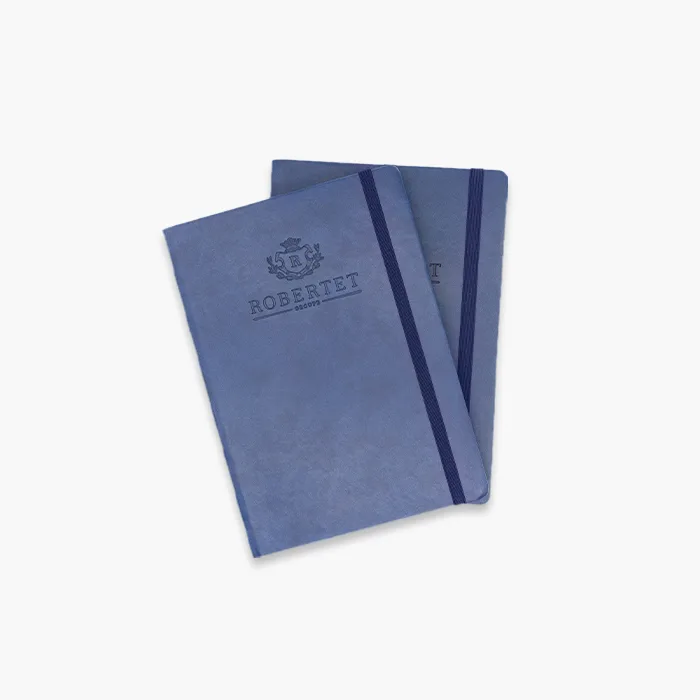 Carnet sur mesure personnalisé en embossage pour Robertet, papier fsc / cuir pu