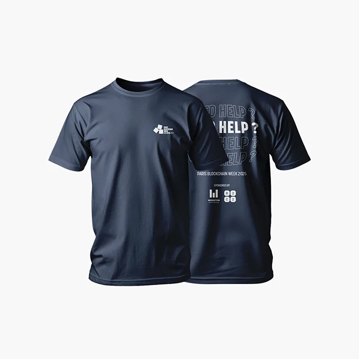 T-shirt personnalisé en sérigraphie pour Paris Blockchain Week, 100% coton biologique