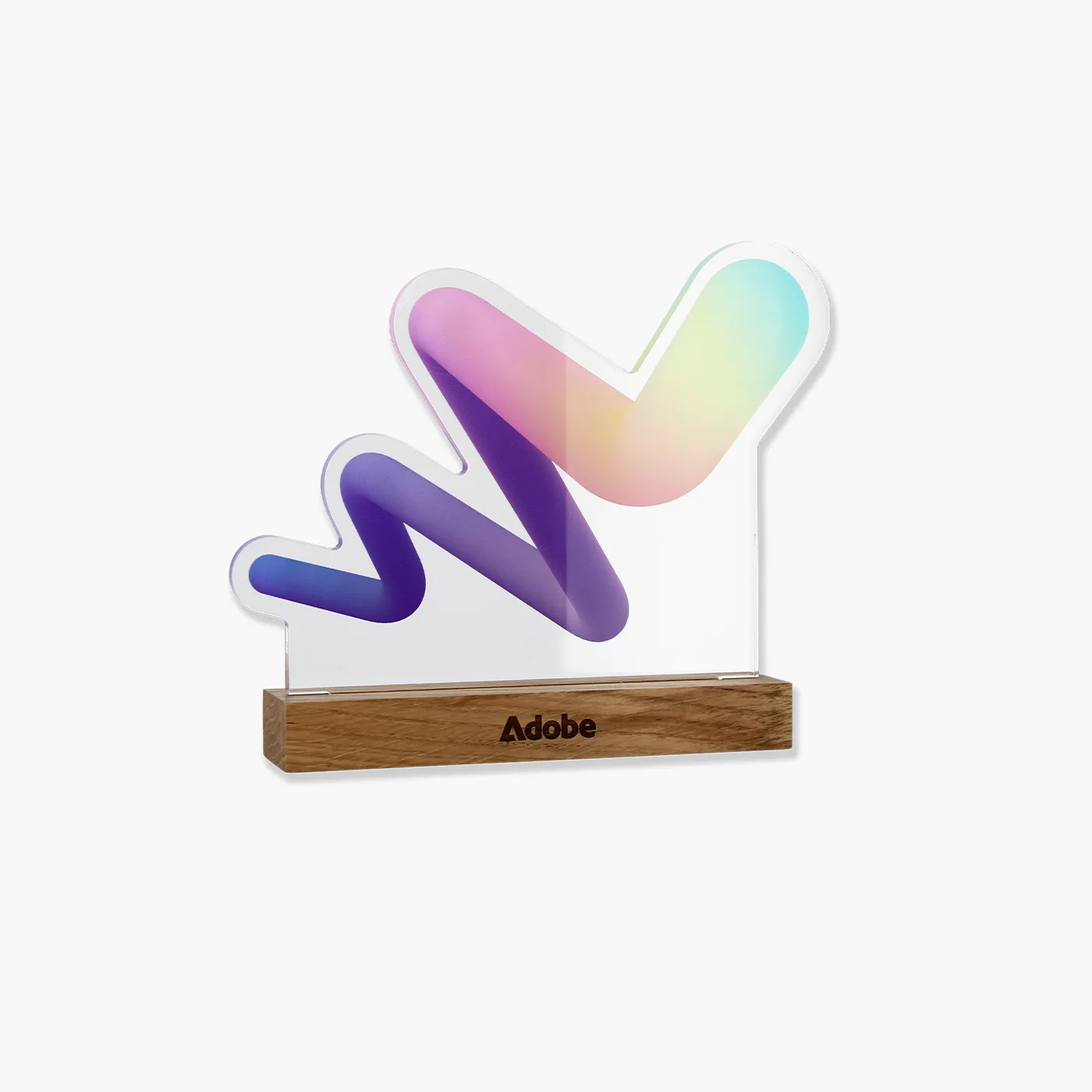 Trophée personnalisé en impression numérique pour Adobe, plastique & bois