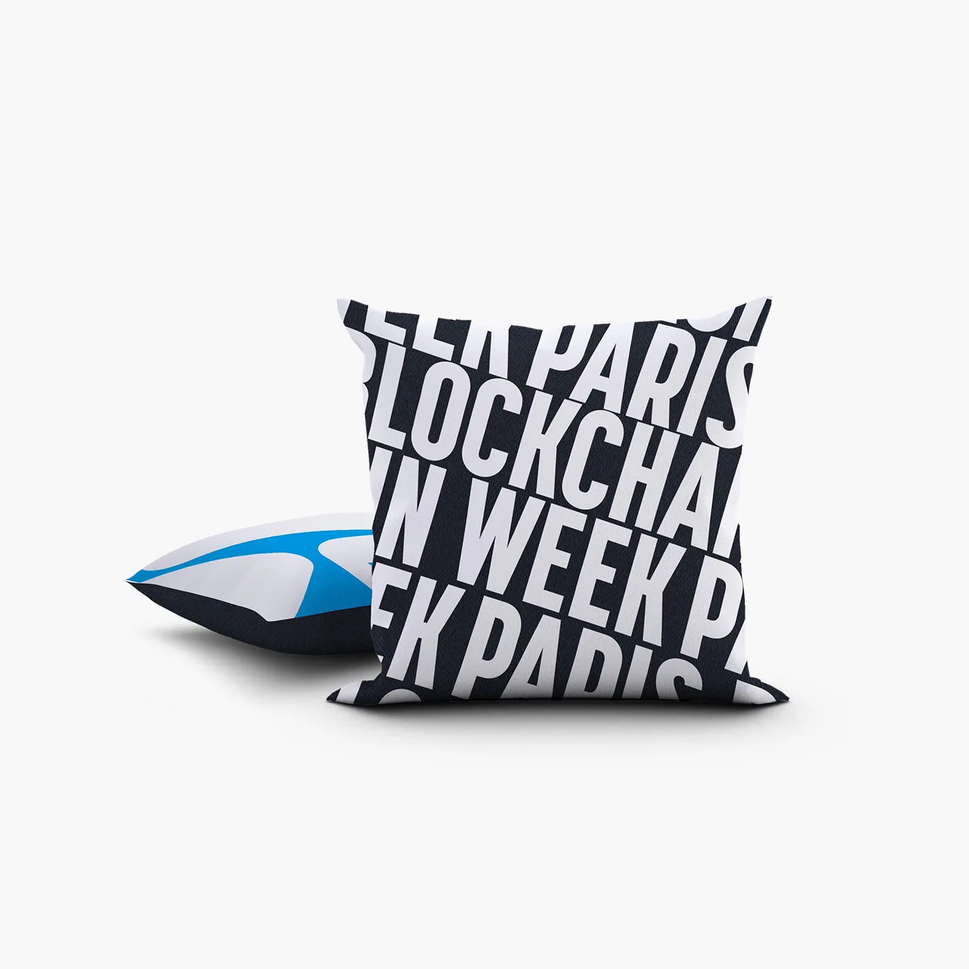 Coussin personnalisé en sublimation pour Paris Blockchain Week, polyester